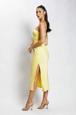JLW DRESSES Cassie Ruched Cut Out Maxi Dress - Yellow