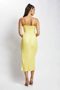JLW DRESSES Cassie Ruched Cut Out Maxi Dress - Yellow