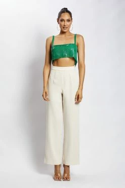 QNG Lianne Glow Mesh Bandeau Top - Green All Tops