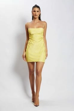 JLW Nikole Tie Up Side Mini Dress - Yellow DRESSES