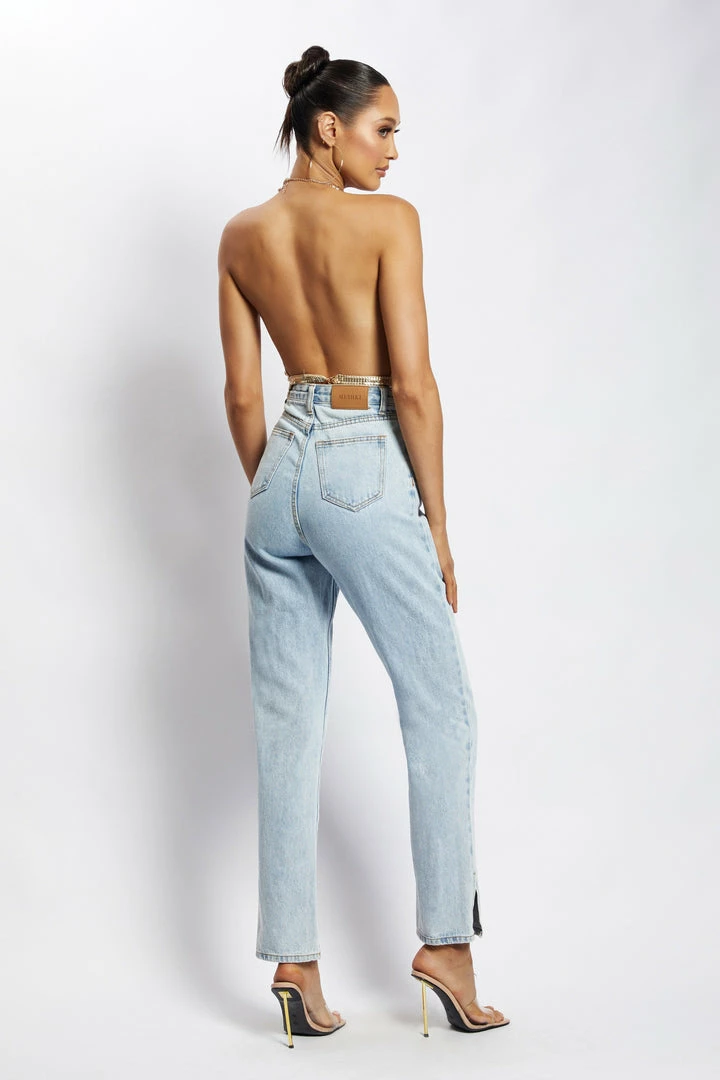 QNG Brinley Cowl Neck Glow Mesh Top - Gold 2 QNG Brinley Cowl Neck Glow Mesh Top - Gold