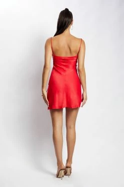 JLW Nikole Tie Up Side Mini Dress - Red DRESSES 8 JLW Nikole Tie Up Side Mini Dress - Red DRESSES