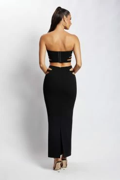 QNG Audrina Cut Out Bandeau Top - Black Two Piece Sets