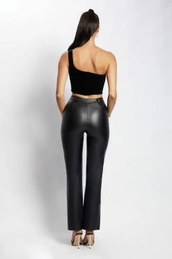 WNT Amira One Shoulder Velvet Corset - Black All Tops