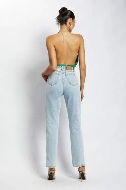 QNG Brinley Cowl Neck Glow Mesh Top - Green