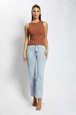 EMS Andria Ribbed Knit Tank Top - Chocolate