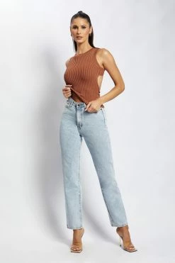 EMS Andria Ribbed Knit Tank Top - Chocolate