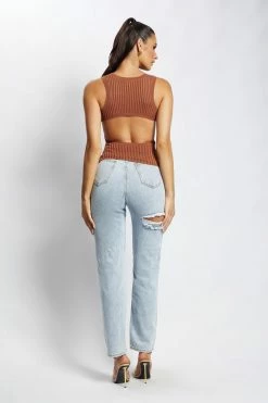 EMS Andria Ribbed Knit Tank Top - Chocolate