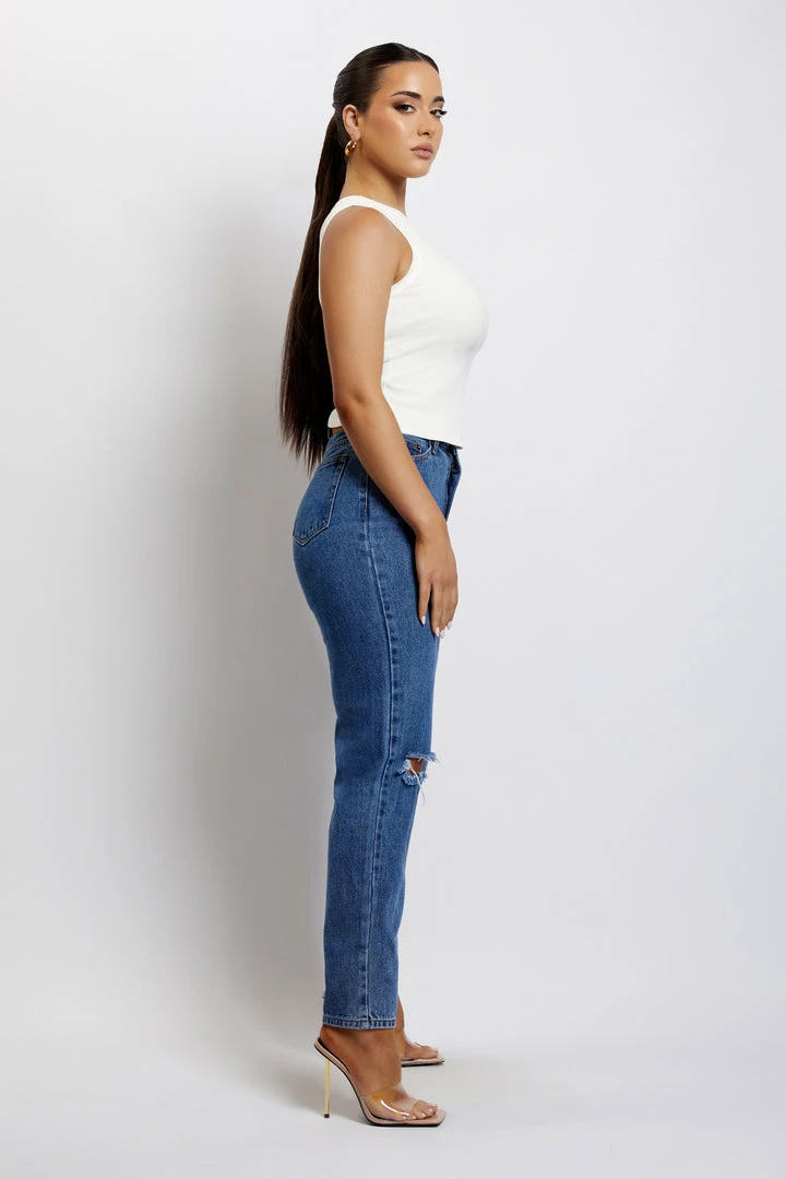 EMS Millicent Ripped Mom Jean - Mid Blue All Bottoms 4 EMS Millicent Ripped Mom Jean - Mid Blue All Bottoms