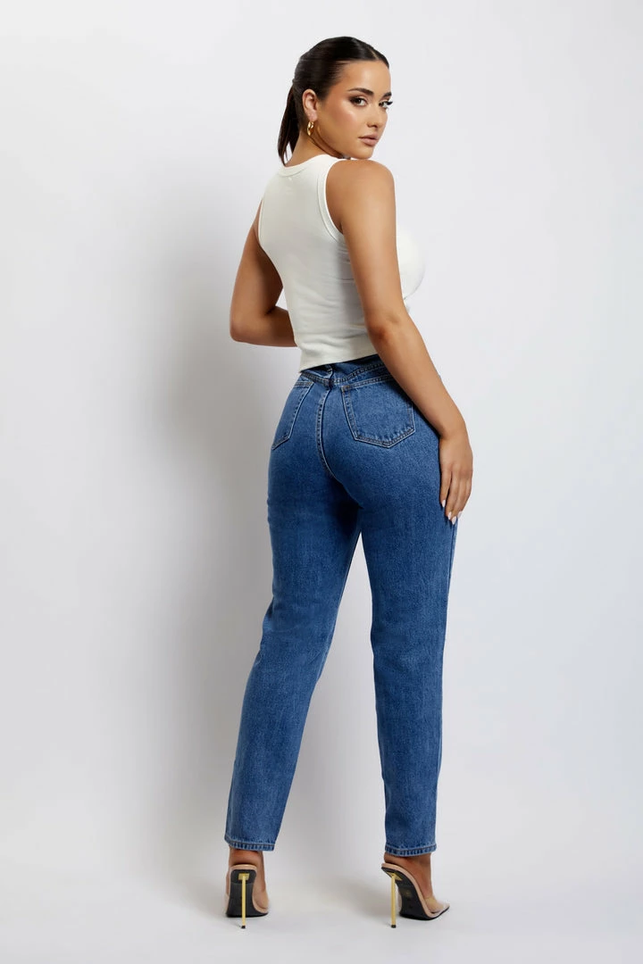 EMS Millicent Ripped Mom Jean - Mid Blue All Bottoms 2 EMS Millicent Ripped Mom Jean - Mid Blue All Bottoms