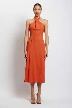 HSH Ellie Linen Halter Midi Dress - Terracotta 20 HSH Ellie Linen Halter Midi Dress - Terracotta
