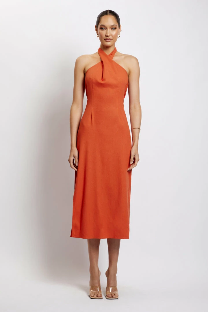 HSH Ellie Linen Halter Midi Dress - Terracotta 7 HSH Ellie Linen Halter Midi Dress - Terracotta