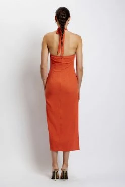 HSH Ellie Linen Halter Midi Dress - Terracotta 16 HSH Ellie Linen Halter Midi Dress - Terracotta