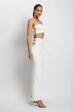 WXI Two Piece Sets Eleanor Ruched Cut Out Pants - White