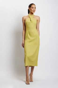 HSH DRESSES Ellie Linen Halter Midi Dress - Apple 17 HSH DRESSES Ellie Linen Halter Midi Dress - Apple