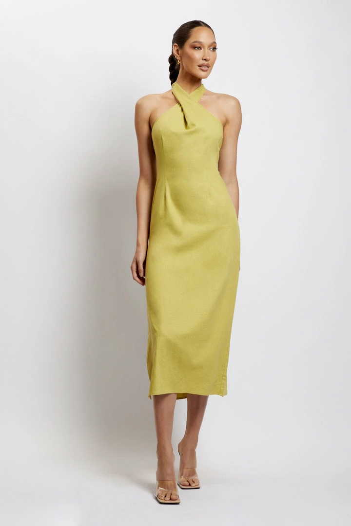 HSH DRESSES Ellie Linen Halter Midi Dress - Apple 7 HSH DRESSES Ellie Linen Halter Midi Dress - Apple