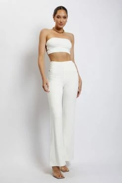 WXI Two Piece Sets Eleanor Ruched Cut Out Pants - White 10 WXI Two Piece Sets Eleanor Ruched Cut Out Pants - White