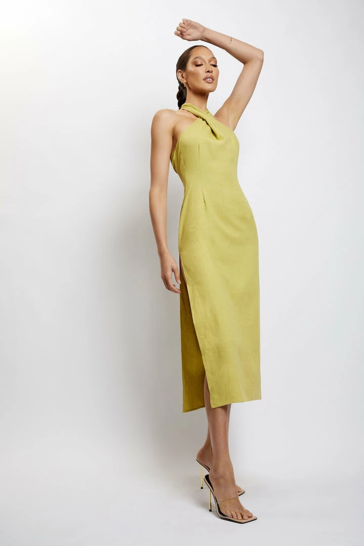 HSH DRESSES Ellie Linen Halter Midi Dress - Apple 6 HSH DRESSES Ellie Linen Halter Midi Dress - Apple