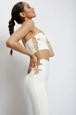 WXI Two Piece Sets Eleanor Ruched Cut Out Pants - White 12 WXI Two Piece Sets Eleanor Ruched Cut Out Pants - White