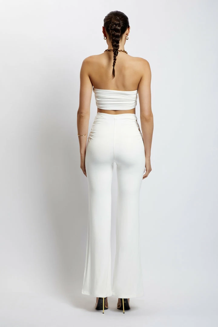WXI Two Piece Sets Eleanor Ruched Cut Out Pants - White 2 WXI Two Piece Sets Eleanor Ruched Cut Out Pants - White