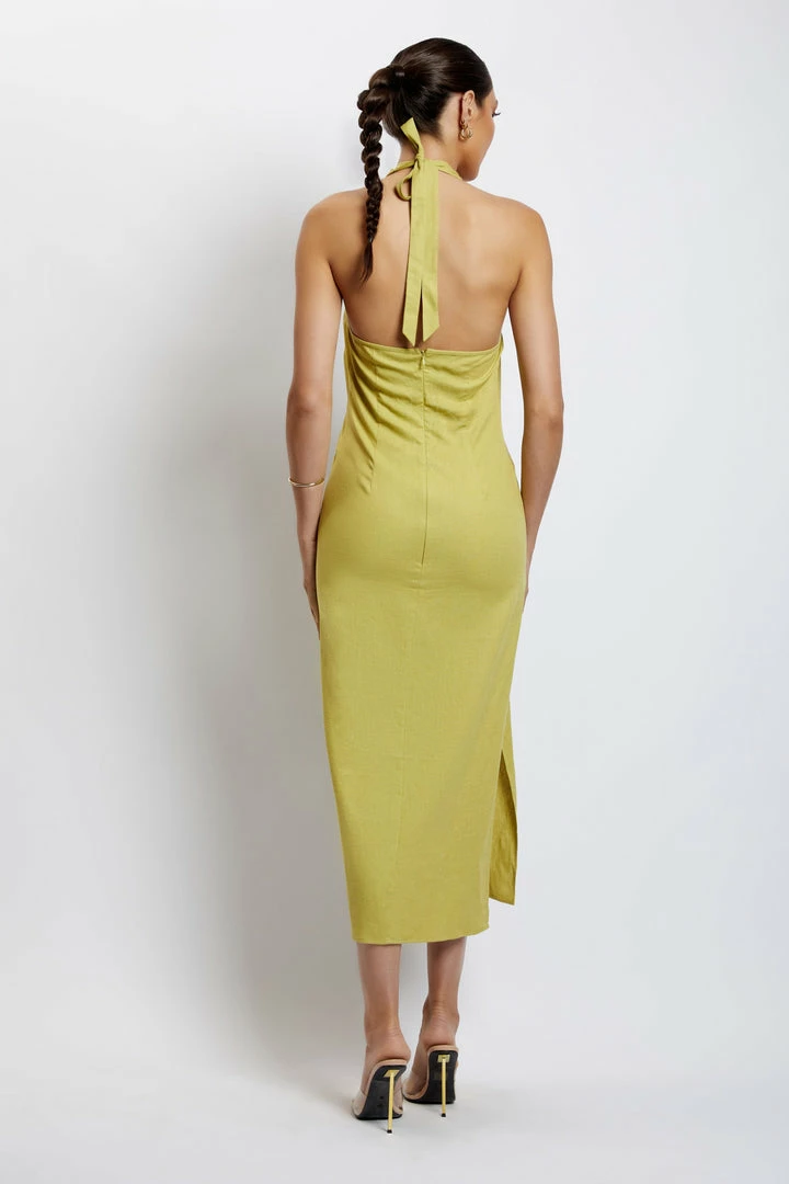 HSH DRESSES Ellie Linen Halter Midi Dress - Apple 3 HSH DRESSES Ellie Linen Halter Midi Dress - Apple