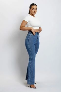 EMS Ebony Flare Full Length Jean - Mid Blue