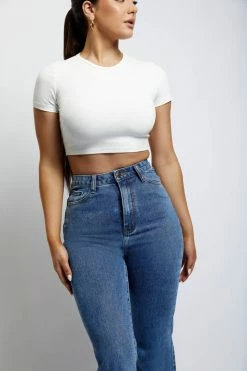 EMS Ebony Flare Full Length Jean - Mid Blue