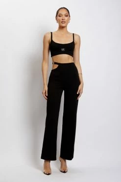 QNG Blythe Wide Leg Pants With Cut Out - Black Two Piece Sets 9 QNG Blythe Wide Leg Pants With Cut Out - Black Two Piece Sets