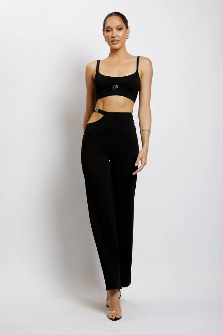 QNG Blythe Wide Leg Pants With Cut Out - Black Two Piece Sets 7 QNG Blythe Wide Leg Pants With Cut Out - Black Two Piece Sets