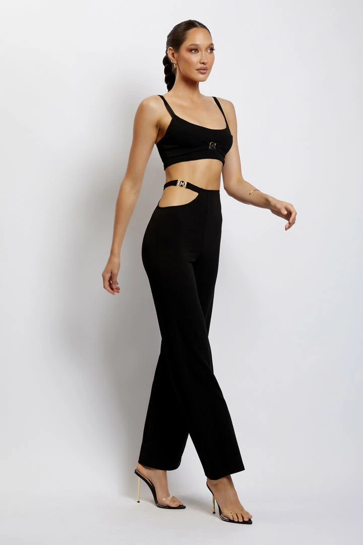 QNG Blythe Double Strap Crop Top - Black Two Piece Sets 5 QNG Blythe Double Strap Crop Top - Black Two Piece Sets