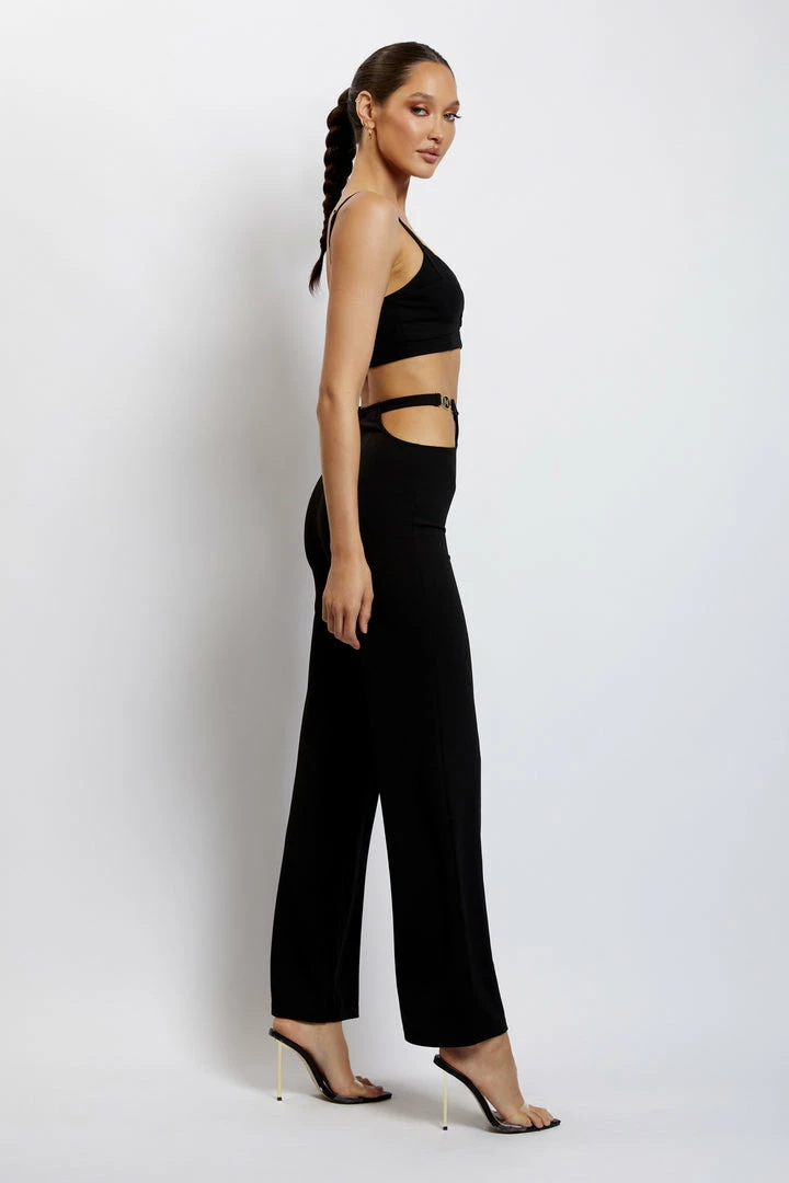 QNG Blythe Wide Leg Pants With Cut Out - Black Two Piece Sets 6 QNG Blythe Wide Leg Pants With Cut Out - Black Two Piece Sets