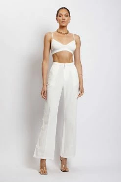 QNG Lexi Linen Cut Out Side Pants - White All Bottoms 14 QNG Lexi Linen Cut Out Side Pants - White All Bottoms