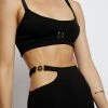 QNG Blythe Double Strap Crop Top - Black Two Piece Sets