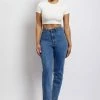 EMS Millicent Plain Rigid Mom Jeans - Mid Blue
