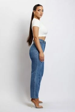 EMS Millicent Plain Rigid Mom Jeans - Mid Blue 12 EMS Millicent Plain Rigid Mom Jeans - Mid Blue