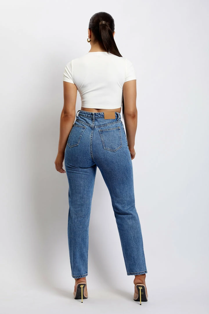 EMS Millicent Plain Rigid Mom Jeans - Mid Blue 2 EMS Millicent Plain Rigid Mom Jeans - Mid Blue