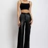 WNG Alice Suede Side Faux Leather Pants - Black All Bottoms