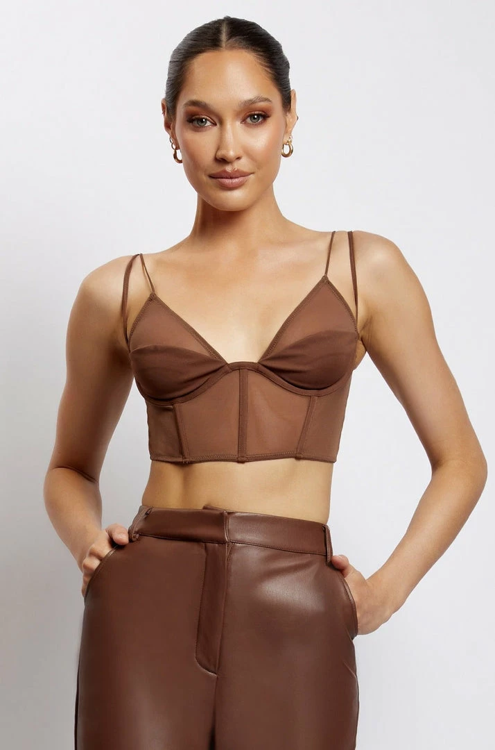 GZH Angelique Demi Cup Mesh Bustier - Chocolate All Tops 8 GZH Angelique Demi Cup Mesh Bustier - Chocolate All Tops