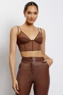 GZH Angelique Demi Cup Mesh Bustier - Chocolate All Tops 18 GZH Angelique Demi Cup Mesh Bustier - Chocolate All Tops