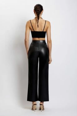 WNG Alice Suede Side Faux Leather Pants - Black All Bottoms