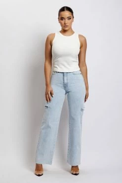 EMS Donna Straight Leg Side Rip Jean - Light Blue All Bottoms 17 EMS Donna Straight Leg Side Rip Jean - Light Blue All Bottoms