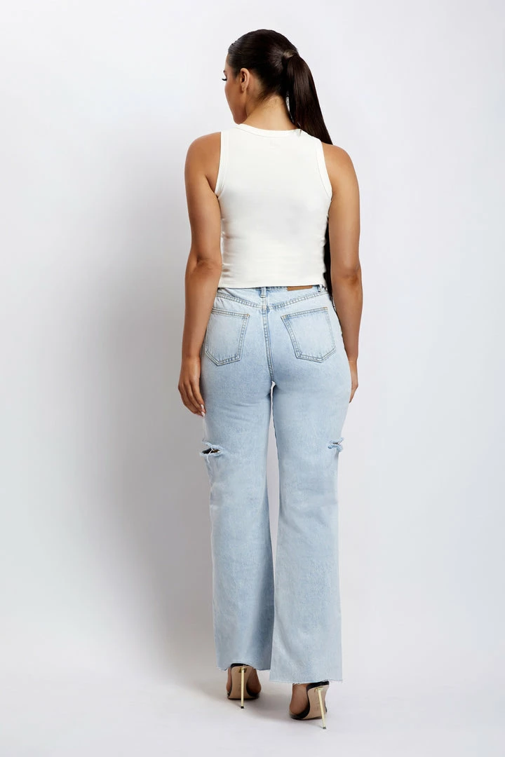 EMS Donna Straight Leg Side Rip Jean - Light Blue All Bottoms 3 EMS Donna Straight Leg Side Rip Jean - Light Blue All Bottoms