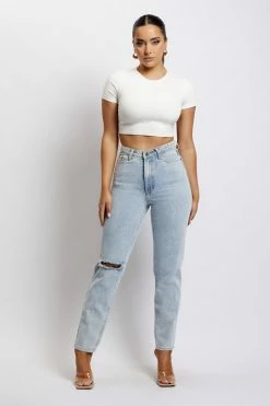EMS Millicent Ripped Mom Jean - Light Blue