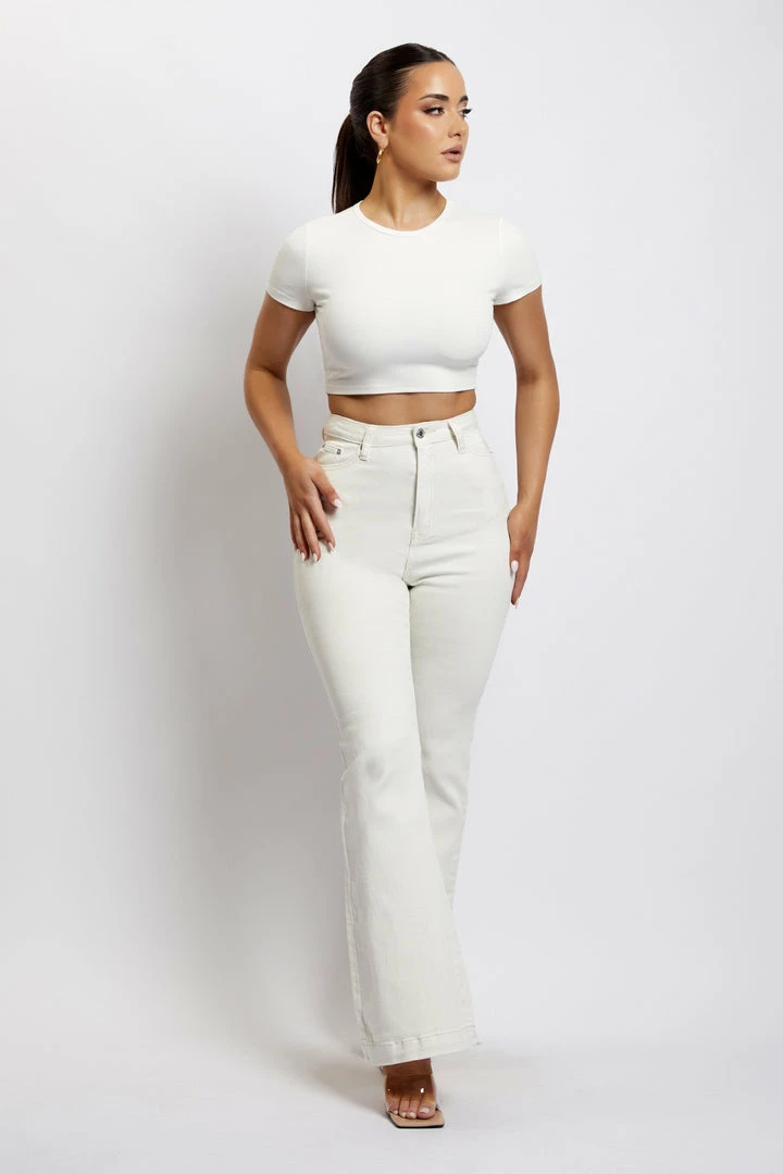 EMS Ebony Flare Full Length Jean - Ecru All Bottoms 4 EMS Ebony Flare Full Length Jean - Ecru All Bottoms