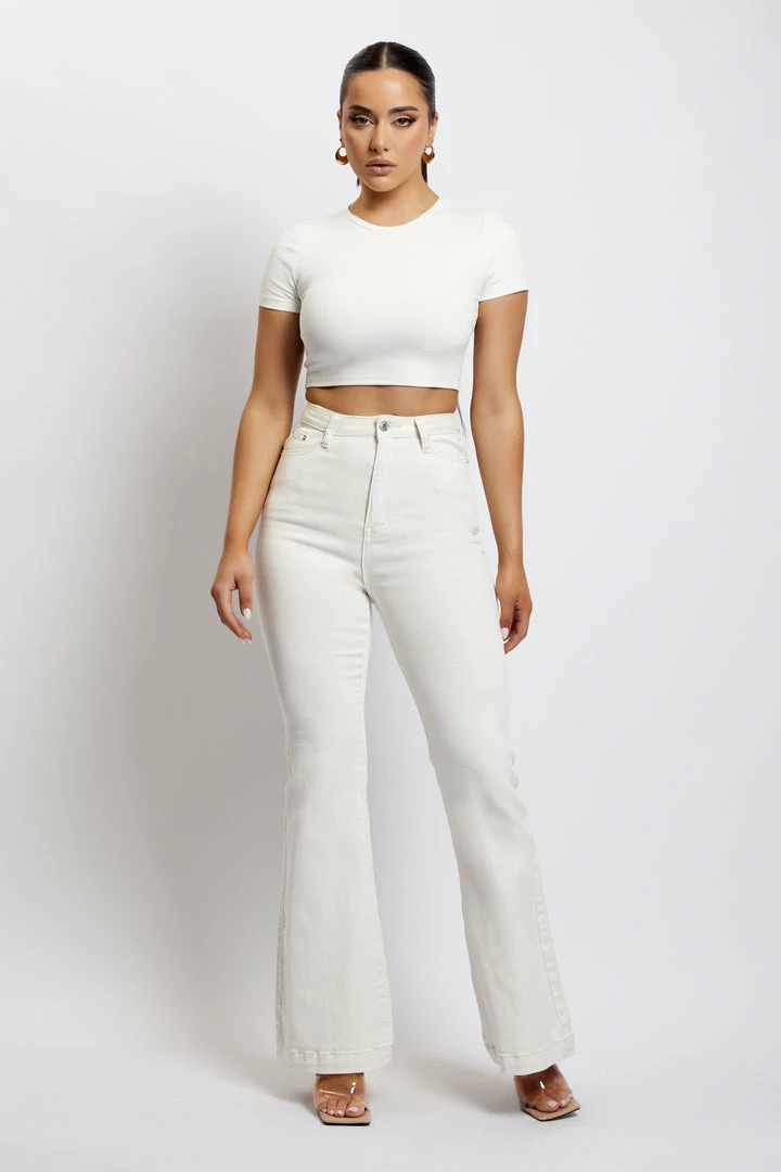 EMS Ebony Flare Full Length Jean - Ecru All Bottoms 3 EMS Ebony Flare Full Length Jean - Ecru All Bottoms