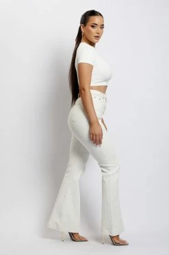 EMS Ebony Flare Full Length Jean - Ecru All Bottoms