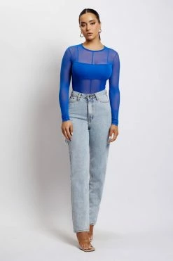 GZH Tarna Long Sleeve Mesh Bodysuit - Cobalt Blue