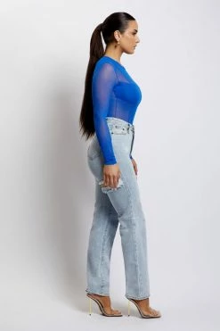 GZH Tarna Long Sleeve Mesh Bodysuit - Cobalt Blue