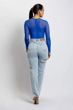 GZH Tarna Long Sleeve Mesh Bodysuit - Cobalt Blue