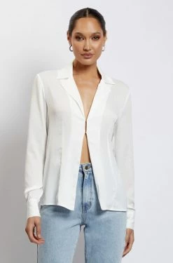 WNT April Open Front Shirt - White